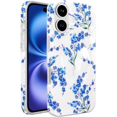 J.west Funda protectora para iPhone 16 de 6.1 pulgadas, compatible con MagSafe Soft Slim Spring Flor